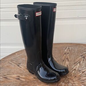 Hunter Women’s Glossy Black Tall Rain Boots